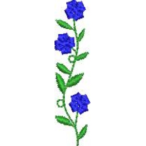 蓝色花朵刺绣图案