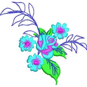 彩色花卉刺绣图案