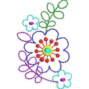 彩色花卉刺绣图案