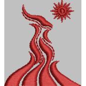 红色火焰与太阳图案