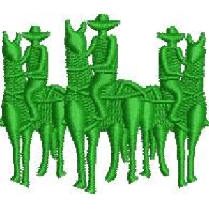 绿色骑马人剪影图案