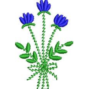 蓝色花朵刺绣图案