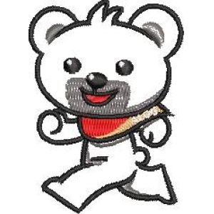 卡通熊戴围巾跑步