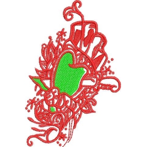 红色刺绣苹果图案