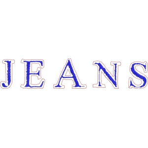 蓝色刺绣字母JEANS