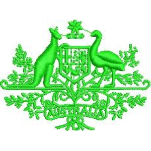 澳大利亚国徽绿色刺绣图案