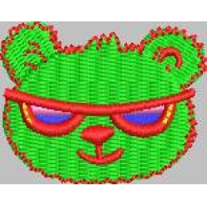 绿色小熊戴墨镜图案