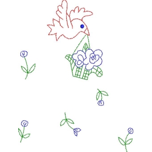 小鸟衔花图案