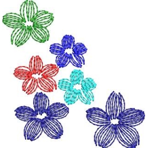 五朵彩色手绘花朵图案