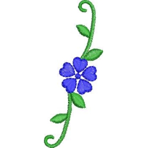 蓝色花朵刺绣图案