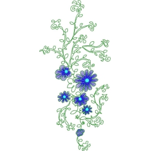 蓝色花朵藤蔓图案设计_zbw6542