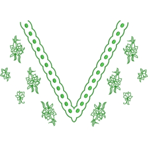 绿色V形刺绣图案