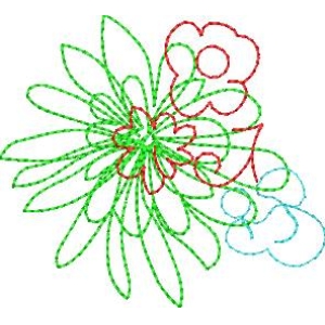 彩色线描花卉图案