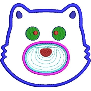 卡通猫脸刺绣图案