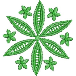绿色刺绣花卉图案