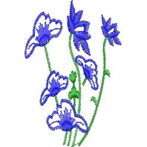 蓝色花朵刺绣图案