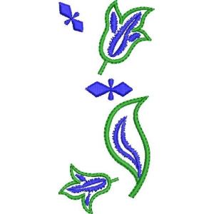 蓝色花卉刺绣图案
