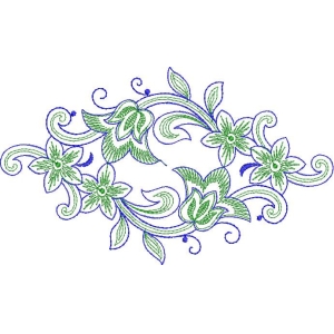 绿色花卉刺绣图案