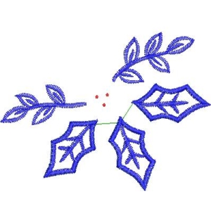 蓝色刺绣植物图案