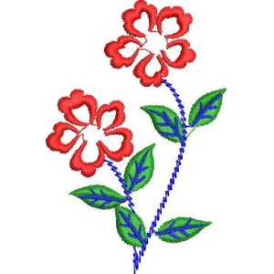 红色花朵刺绣图案