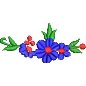 蓝色花朵刺绣图案