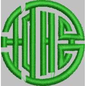 绿色圆形刺绣字母图案