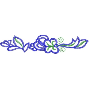 蓝色花卉刺绣图案