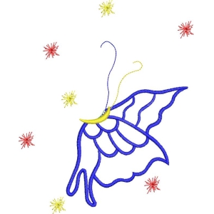 蓝色蝴蝶与烟花图案