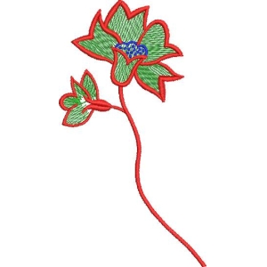 红色绣花植物图案