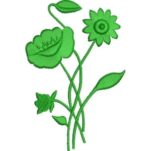 绿色植物刺绣图案