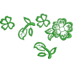 绿色植物刺绣图案集合