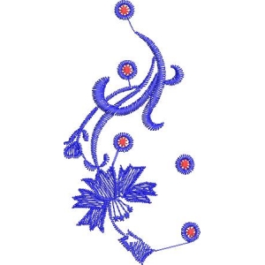 蓝色刺绣花卉图案