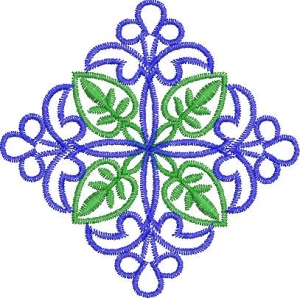 蓝色花纹绿叶装饰图案