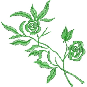 绿色刺绣玫瑰花图案