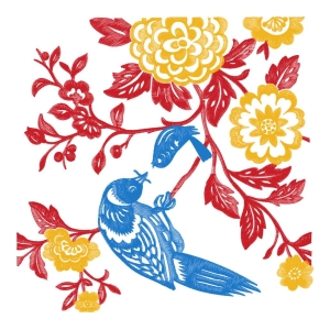 鸟美丽花卉