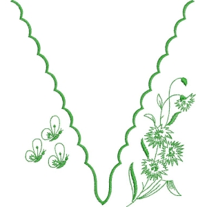 绿色刺绣花卉图案