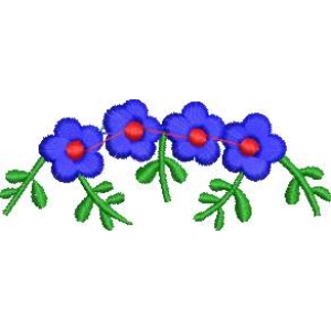 蓝色花朵刺绣图案