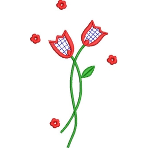 红色花朵刺绣图案