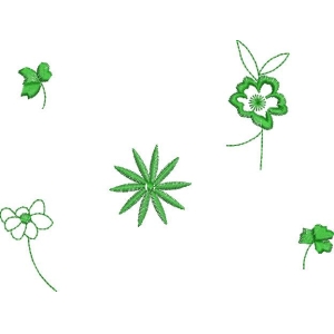绿色植物刺绣图案