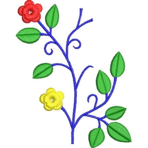 蓝色枝条上的花朵图案