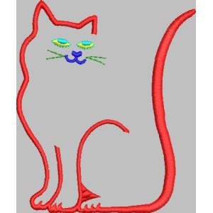 红色猫咪刺绣图案