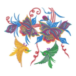 鸟美丽花卉