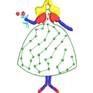 卡通女孩手持花朵