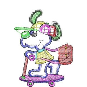卡通狗骑滑板车