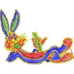 彩色刺绣兔子图案