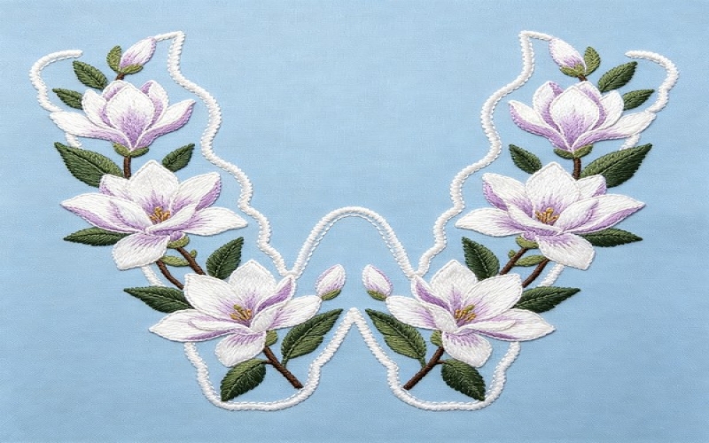 W形对领花_玉兰花
