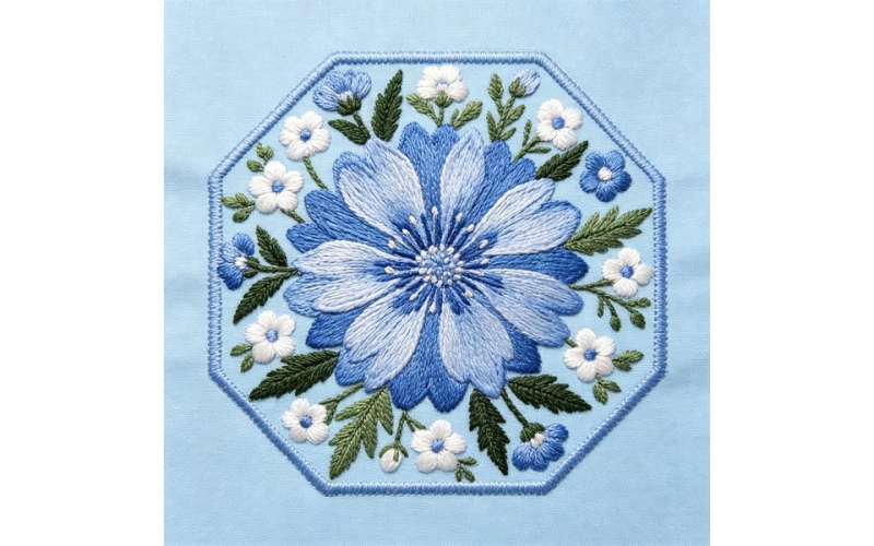 十二边形花朵贴片_矢车菊