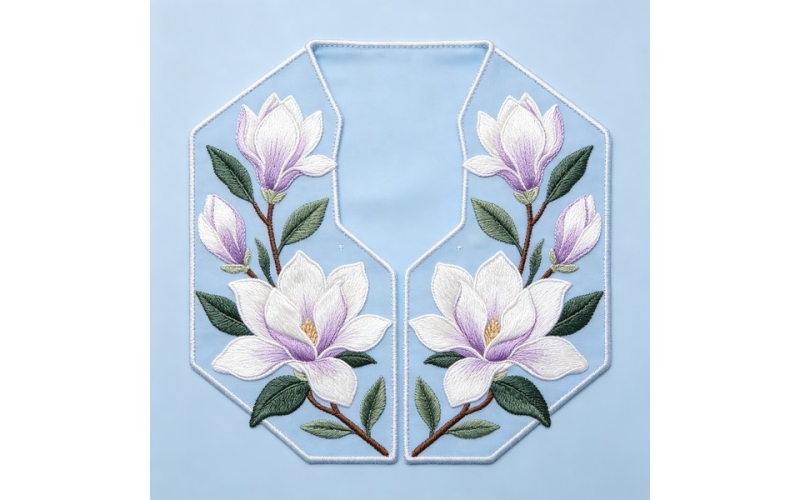 六边形对领花_玉兰花