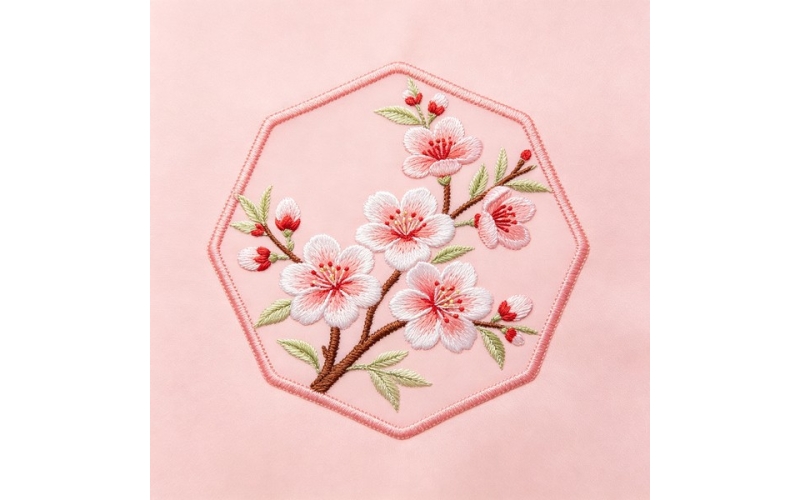 六边形领花_杏花