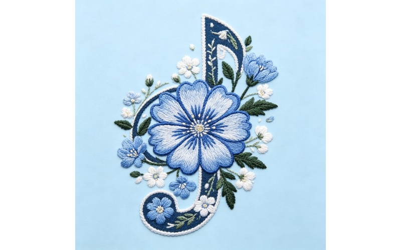 音符形花朵贴片_矢车菊